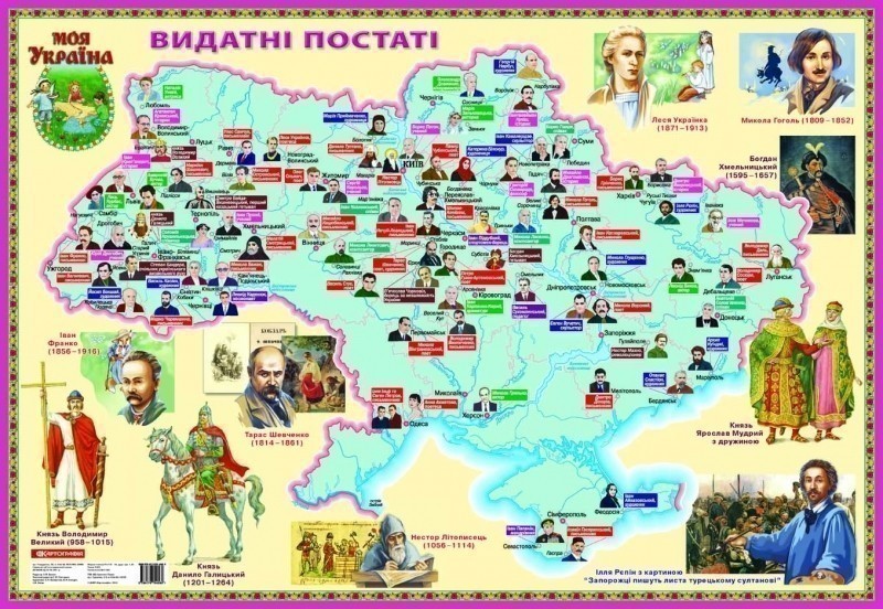 Карта "Видатні постаті". Моя Україна на планках