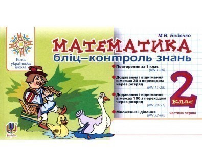 Обкладинка Математика 2 кл. Бліц-контроль знань. Ч. 1 (НУШ)