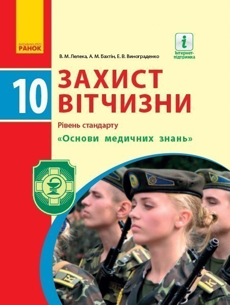 Обкладинка Захист Вітчизни. Основи медичних знань. 10 клас. Підручник. Рівень стандарту. Лелека В.М.