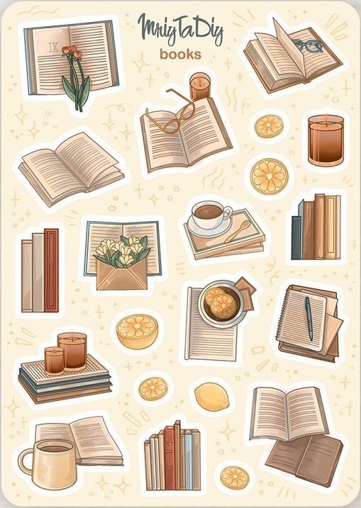 Стікер лист з наклейками "BOOKS"