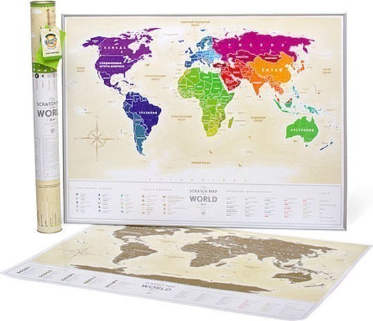 Скретч карта світу "Travel Map Gold World" (тубус)