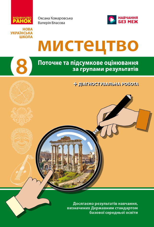 Обкладинка НУШ Мистецтво. 8 клас. Поточне та підсумкове оцінювання за групами результатів + діагностувальна робота