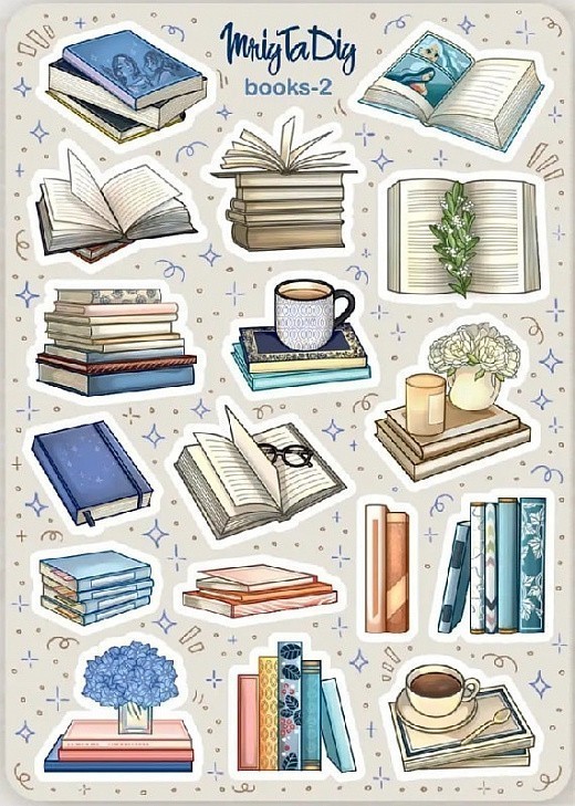 Стікер лист з наклейками "BOOKS-2"