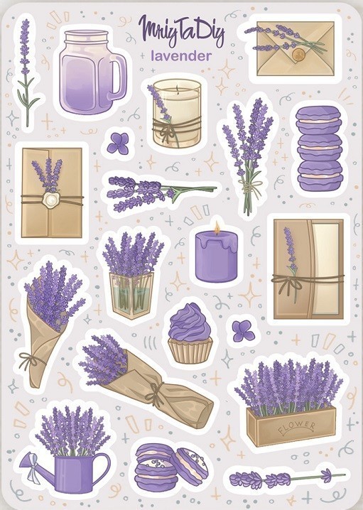 Стікер лист з наклейками "LAVENDER"