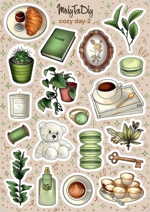 Стікер лист з наклейками "Cozy Day-2"