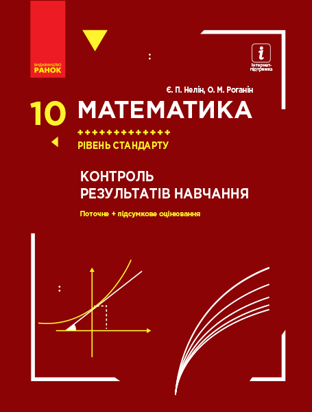 Обкладинка Математика. 10 клас. Рівень стандарту : контроль результатів навчання