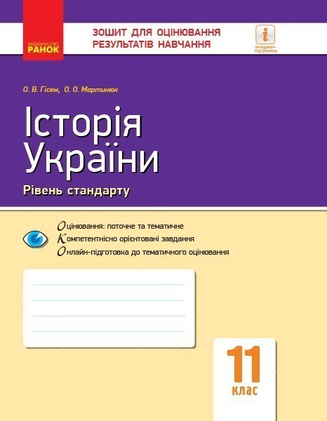 Обкладинка Історія України. 11 клас. ЗОРН