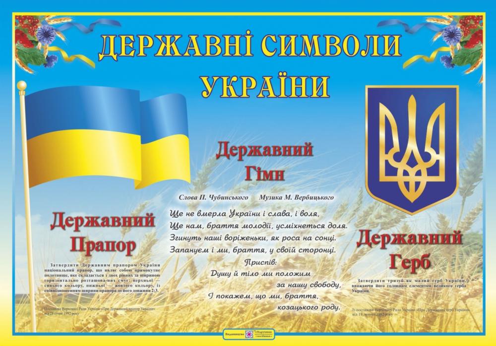Плакат "Державні символи України" (загальний). формат...
