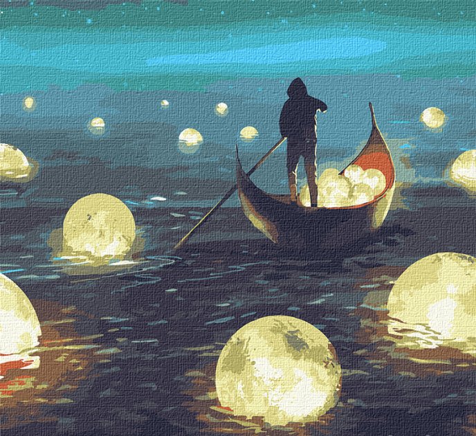 Набір для розпису по номерах. "Місячна гавань з фарбами...