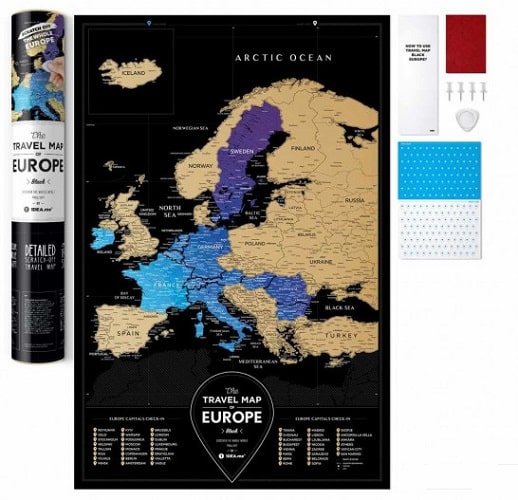 Скретч карта Європи "Travel Map Black Europe" англ....