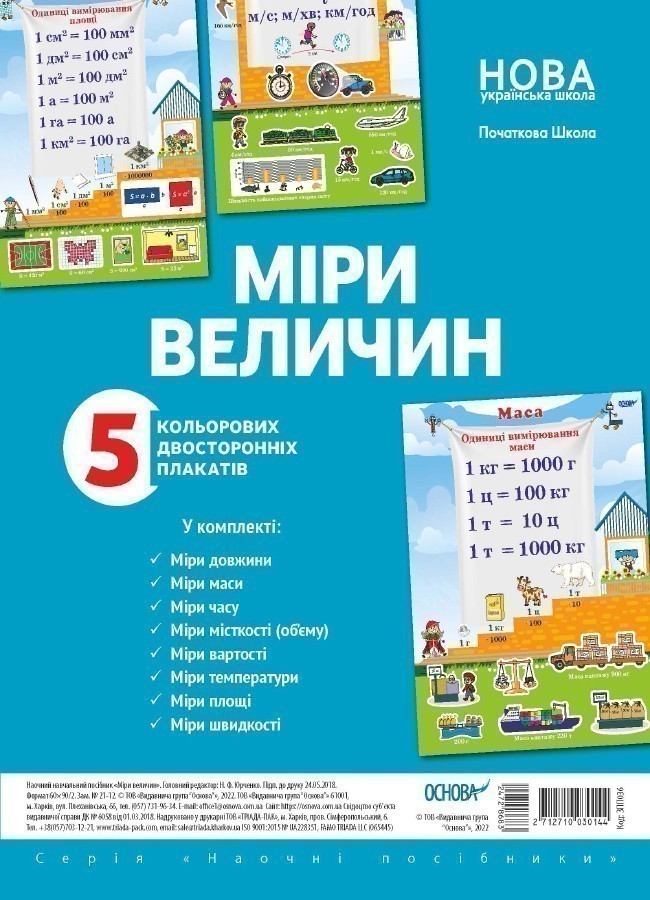 Комплект двосторонніх плакатів Міри величин (5 шт)....