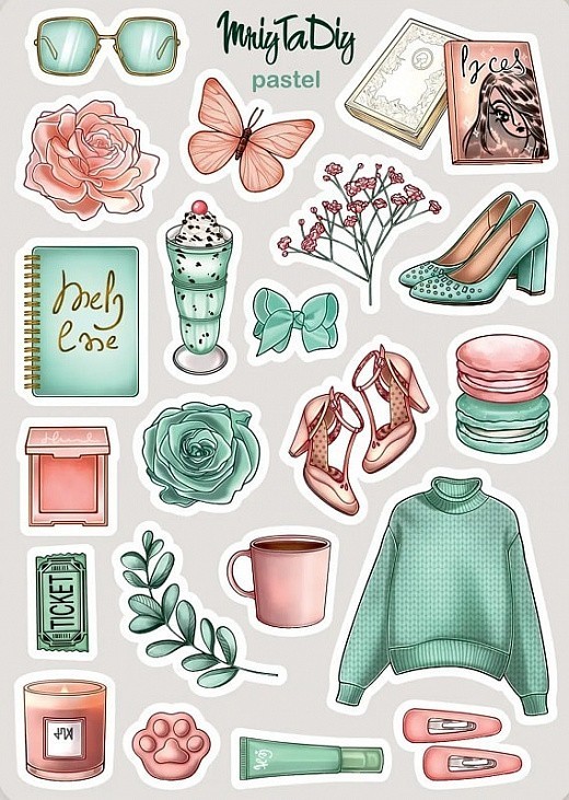 Стікер лист з наклейками "PASTEL"