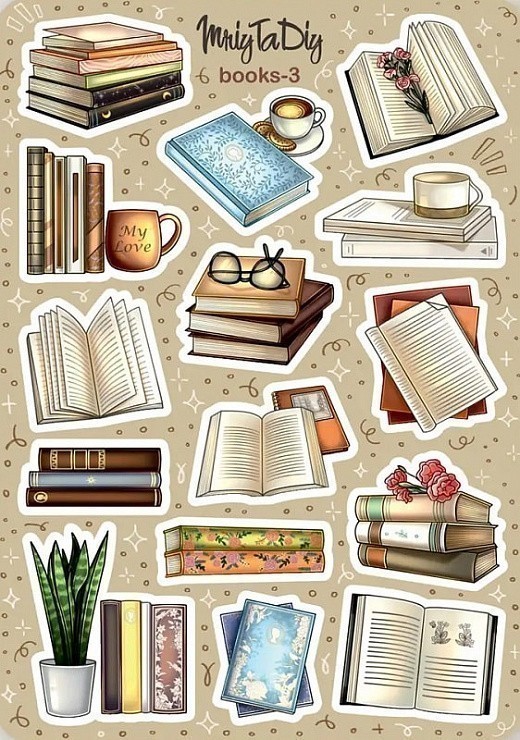 Стікер лист з наклейками "Books-3"