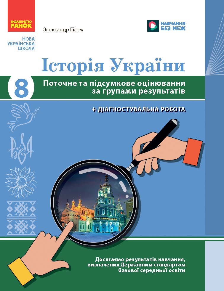 Обкладинка Історія України. 8 клас. Поточне та підсумкове оцінювання за групами результатів + діагностувальна робота
