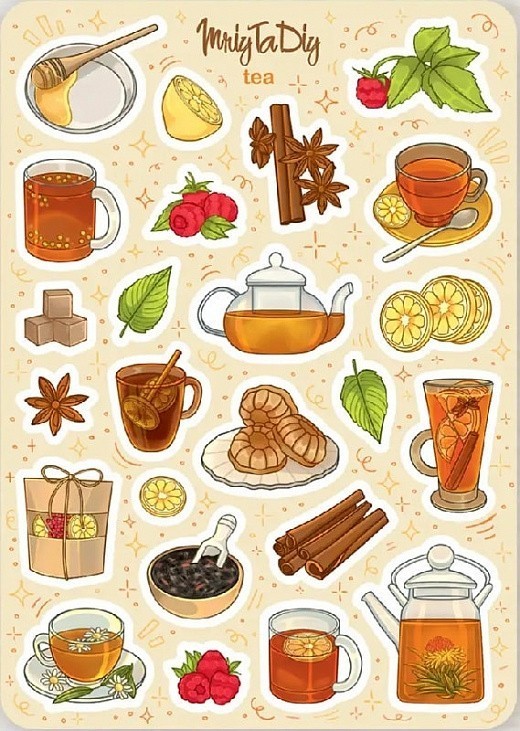 Стікер лист з наклейками "TEA"
