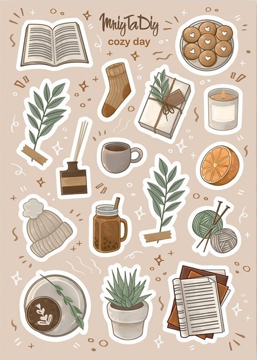 Стікер лист з наклейками "COZY DAY"
